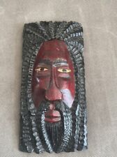 Wood Hand Carved African Dreadlocks Rastafari Wall Mask Vintage Jamaica picture
