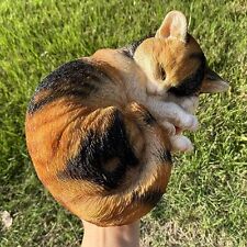 Realistic Kitten Figurine Cat Statue Calico Sleeping-Medium-Resin-Calico-Cat picture