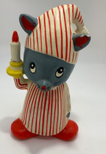 Vintage Plaster Mouse in Striped Night Shirt Nightcap Candle Coin Bank JcPenney picture