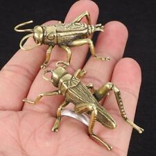 2pcs Brass Cricket Grasshopper Figurine Vintage Insect Miniature Statue Decor picture