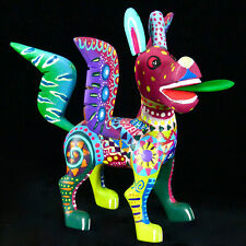 Oaxacan Wood Carving,  Winged Dog Alebrije Figurine, Mexican Folk Art picture