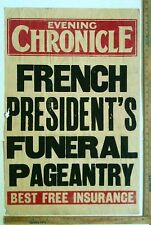 1800’s London Evening Chronicle Newspaper Broadside French Presidents Funeral  picture