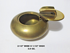 LOWEST PRICE VINTAGE BRASS PERSONAL POCKET ASHTRAY SWING LID w CIGARETTE HOLDER picture