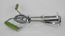 Vintage Tasco-Can Stainless Handheld Crank Double Beater Mixer Green Handle picture