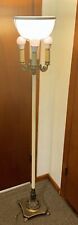 Vintage 4 Light Torchiere Floor Lamp w/ Milk Glass Shade MCM Regency Shabby Chic picture