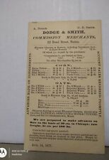 1877 Dodge & Smith Commission Merchants Boston Mass Corn & Oats Prices Postcard picture