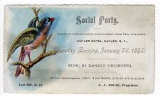 Cuyler NY CUYLER HOTEL 1898 Social Party Invitation Daniels Orchestra picture