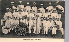 CLYDE KS CONCERT BAND c1910 original antique kansas postcard musical orchestra picture
