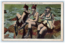 c1910's Come And Swim With Us  In Florida FL, Pretty Girls Scene Postcard picture