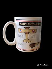 Vtg Papel Airplanes of WW1 & WW2 Mug Cup SPAD 13 / FOKKER D-1 / SOPWITH CAMEL picture