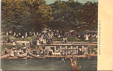 Postcard Bathers at Walker's Docks Boats Silver Lake N.Y. *C6175 picture
