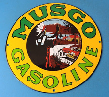 VINTAGE MUSGO GASOLINE PORCELAIN GAS MOTOR OIL PUMP PLATE SERVICE STATION SIGN picture