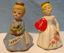 ** PAIR - TWO (2) DIFF - VINTAGE - Birthday Girl ANGELS - for APRIL picture