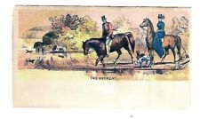 c1890 Stock Victorian Trade Card, Lady & Man Horse Back Riding & Dogs picture