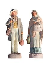 Vintage Caltagirone Terracotta Sculpture Statues Rustic Italian Pottery Man Wife picture