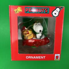NIB Kurt Adler PEANUTS Christmas Ornament Snoopy in Airplane Santa Toy Bag picture