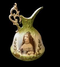 Antique Carlsbad Austria Queen Victoria Porcelain Gilded Pitcher picture