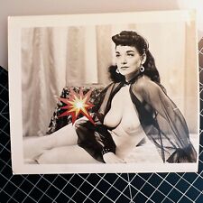 Vtg 50’s Girl Pretty Busty PIN UP Risque Nude Original B&W Girlie Photo #160 picture