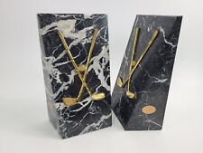 Pair of Vintage MCM Retro Art Deco Onyx or Marble Bookends with Golf Club Noymer picture
