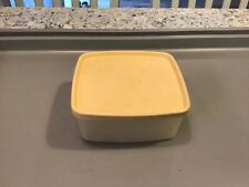Vintage Tupperware Square Round Sandwich Container #311 Gold Lid picture