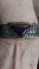 VINTAGE HEAVY NATIVE AMERICAN SUGILITE STERLING SILVER CUFF SIGNED PB 64.9 grams picture