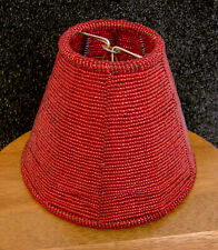 Vintage Small Cranberry Beaded 4” Tall Clip On Lamp Shade Bulb Bell Shape picture