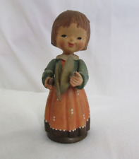 Anri Ferrandiz Art Carved Wooden Child Figurine Girl Cymbals Painted Vintage picture