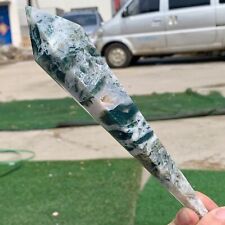 226G Natural green moss agate quartz crystal single end rod targeted therapy picture