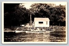 RPPC Rainbow Camp People Boat East Battle Lake Henning Minnesota Real Photo P342 picture