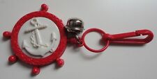 Vintage 1980s Plastic Clip On Bell Charm Ship's Wheel Anchor For Charm Necklace picture