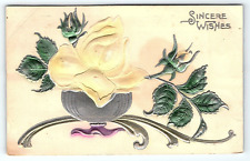 1911 SINCERE WISHES ROSE MINNEAPOLIS MN VERY HEAVY EMBOSSED POSTCARD P3267 picture