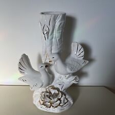 VTG Disanty 24k Gold Detail Decor on White Ceramic Large Vase With Two Doves picture