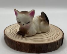 Vintage Hong Kong Miniature Plastic Kitty Cat. Eyes Closed. Numbered.  2” Long picture