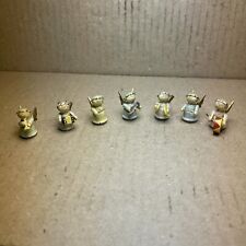 7 Miniature Mini Wood Wooden Angel Figurines Hand Painted Band Orchestra 1” HT picture