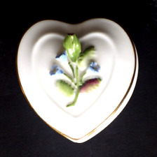 Vintage Coalport Miniature Bone China Trinket Box Floral Heart Motif Gold Trim picture