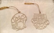 Lenox Set of Two Pierced Porcelain Ornaments - Joy (Horn) and Rejoice (Angels) picture