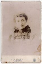 CIRCA 1870s CABINET CARD CALFISCH GORGEOUS YOUNG LADY IN DRESS BUFFALO NEW YORK picture