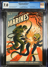 THE UNITED STATES MARINES #3 1944 CGC 7.0 /CLASSIC WW2 COVER FLAMETHROWER & TOJO picture