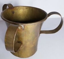 RARE ANTIQUE IMPERIAL RUSSIAN JUDAICA 3 HANDLE BRASS LOVING LAVER CUP 1800's picture