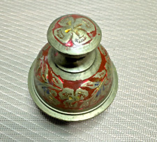 Vintage Brass Elephant Claw Bell Red Floral Design Brass 3