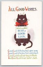 c1910s Black Cat Postcard Good Luck to Our Boys Away Regent Publishing London picture