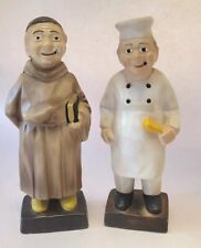 Vintage Decorama Smoking Monk Friar And Chef Cook Chalkware Figurine Japan  6” picture
