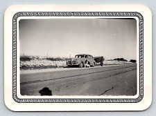 Original Vintage Antique Photo Car Ford Super Deluxe Lady Dog Trailer Road 1949 picture