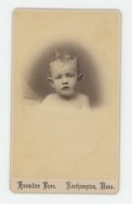 Antique CDV Circa 1870s Adorable Little Baby With Curly Hair Northampton, MA picture