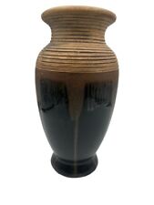 Vintage Bronze Brown Floral Vase 13” picture