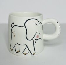 World Market Elephant Mug White Trunk Handle Coffee Cup 12 fl oz picture
