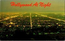 Postcard Aerial View Hollywood at Night Griffith Observatory CA California B-636 picture