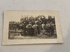 c1910 RPPC group of workers by farm equipment, threshing machine or something picture