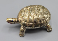 Vintage Turtle Tortoise Silver Plated Hinged Trinket Box Made In Japan picture