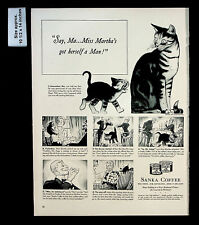 1939 Sanka Coffee Cat Caffeine Free Couple Dinner Candles Vintage Print Ad 32583 picture